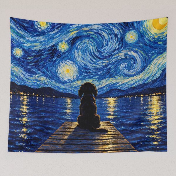 Item preview, Funny Boykin Spaniel Dog Starry Night Painting Bridge Star Mom Dad Kids designed and sold by FurryHavenPH.