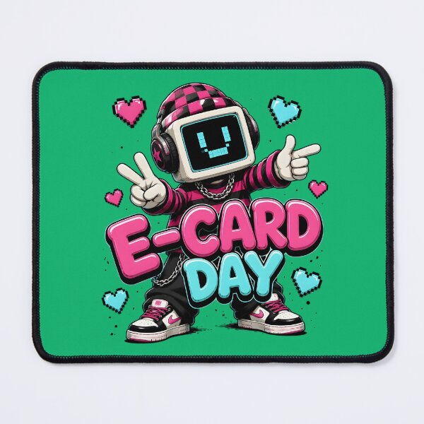 Item preview, Cute Y2K Pixel Monitor Robot E-Card Day Mascot designed and sold by CloudyCatArt.