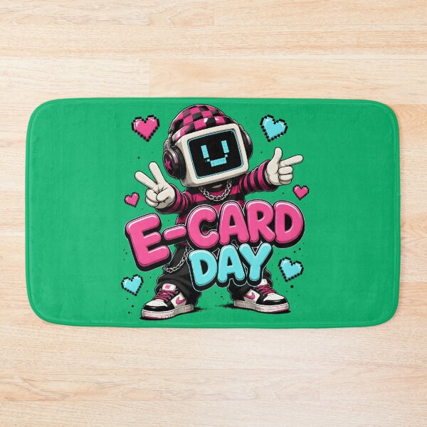 Item preview, Cute Y2K Pixel Monitor Robot E-Card Day Mascot designed and sold by CloudyCatArt.
