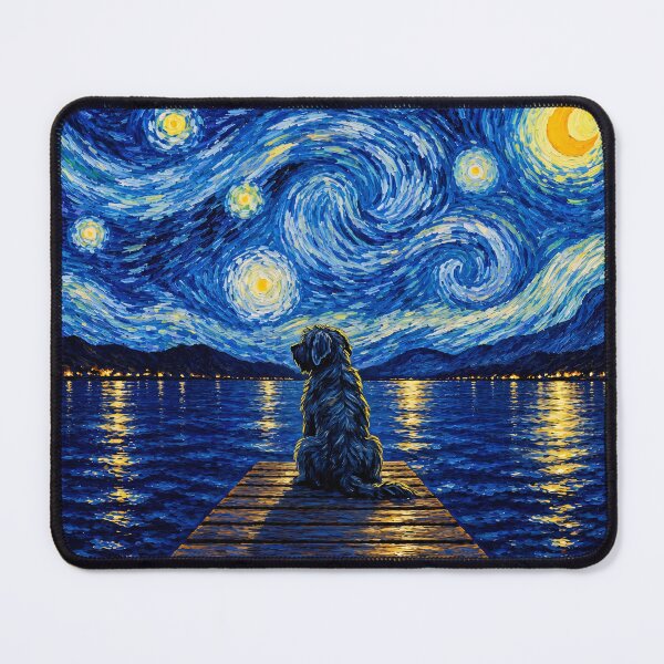 Item preview, Funny Briard Dog Starry Night Painting Bridge Star Mom Dad Kids designed and sold by FurryHavenPH.