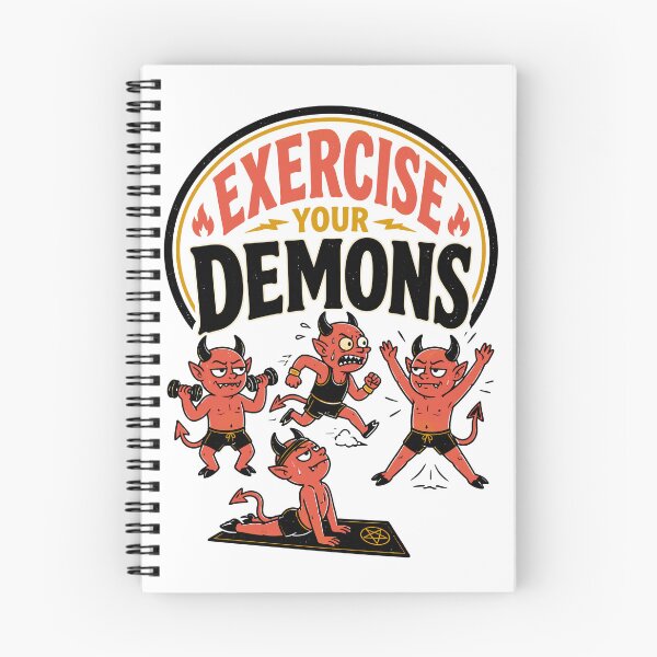 Item preview, Exercise Your Demons Funny Retro Devil Gym Pun designed and sold by MagicTheDog.