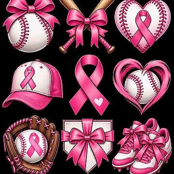 Artwork thumbnail, Pink Baseball Breast Cancer Awareness by ROUX-ART