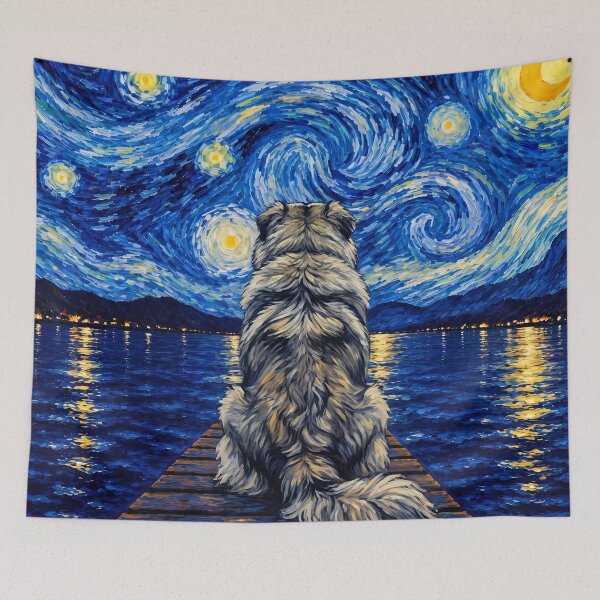 Item preview, Funny Caucasian Shepherd Dog Starry Night Painting Bridge Star Mom Dad Kids designed and sold by FurryHavenPH.