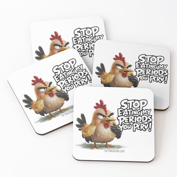 Item preview, Angry Hen Stop Eating My Periods Funny Vegan Humor designed and sold by Veganizer.art.