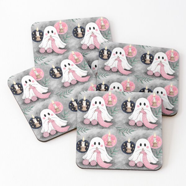 Item preview, Cozy Ghosts with Candles and Scarves Halloween Pattern designed and sold by Camel & Quirk.