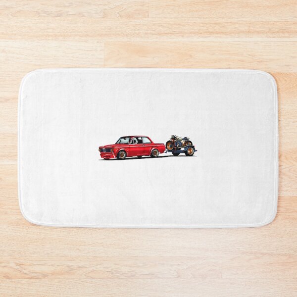 Item preview, Legendary Red Germany Compact Car and Custom Motorcycle Turbo Transporter Drawing designed and sold by Zyla Graphic.