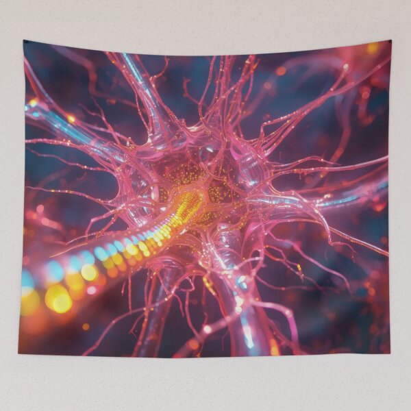 Item preview, Bioluminescent Pink Neural Synapse In Microscopic Cosmos designed and sold by monkeybusiness.pt.