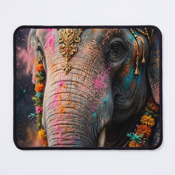 Item preview, Indian Elephant in Holi Colors | Majestic Festival Wall Art designed and sold by Mr7Williams.