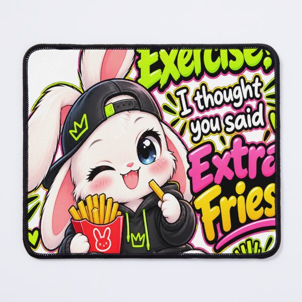 Item preview, Exercise? I Thought You Said Extra Fries – Funny Kawaii Bunny designed and sold by 9ns-spo.