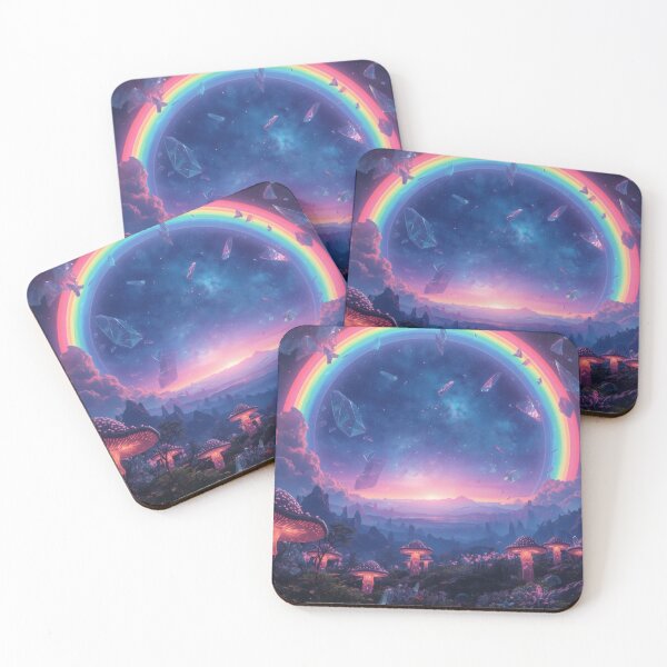 Item preview, Bioluminescent Mushroom Forest Under Cosmic Rainbow designed and sold by monkeybusiness.pt.