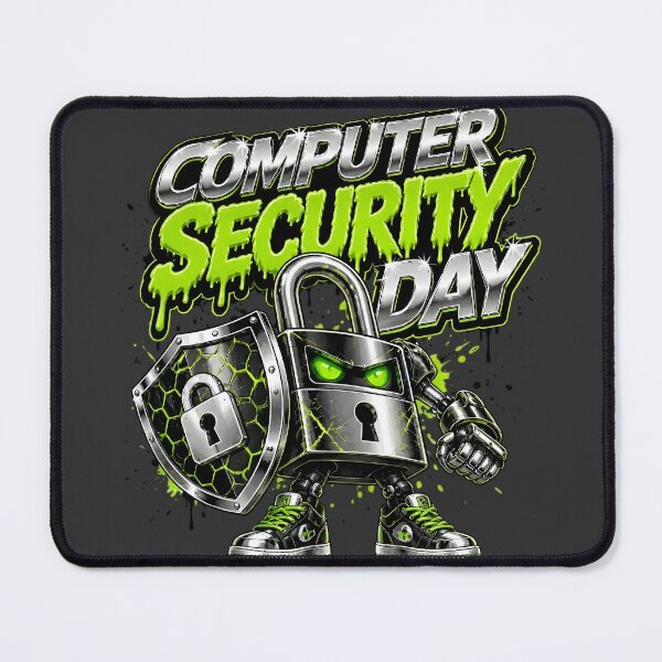 Item preview, Computer Security Day Cyber Security Padlock Robot designed and sold by CloudyCatArt.