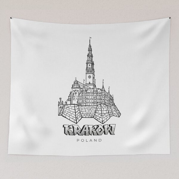 Item preview, Krakow Poland Vintage Architecture Sketch Travel Souvenir designed and sold by ArtsyExplorer.