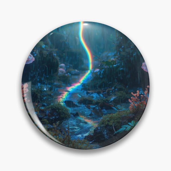 Item preview, Glowing Mushrooms Beside Neon Rainbow Stream designed and sold by monkeybusiness.pt.