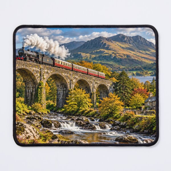 Item preview, Steam Train Over the Mountain Viaduct designed and sold by AJEvans.
