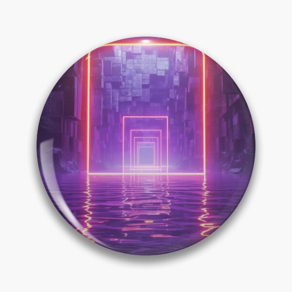 Item preview, Glowing Neon Square Portal Over Purple Water designed and sold by monkeybusiness.pt.