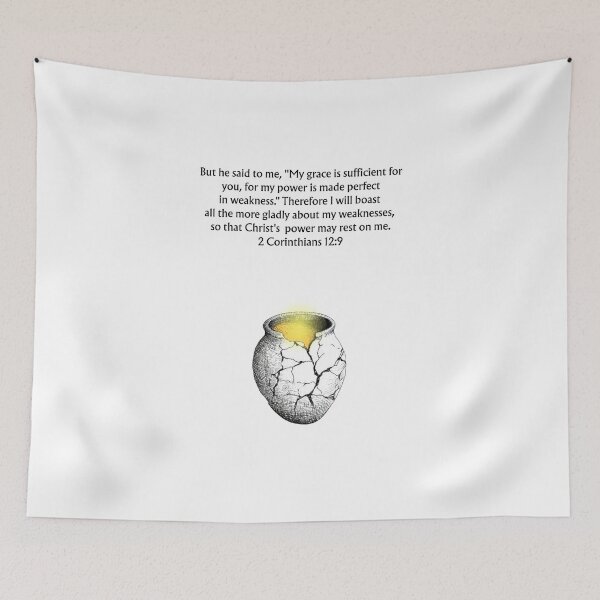 Item preview, His Grace Is Sufficient for You - 2 Corinthians 12:9 Christian Strength in Weakness Art designed and sold by QuietBibleLines.