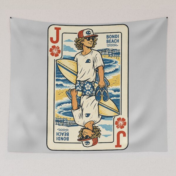 Item preview, Bondi Beach Vintage Jack Surfing Playing Card Aussie Summer Vacation designed and sold by Yellowriversss.