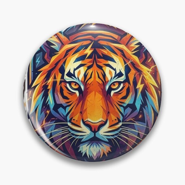 Item preview, Fierce Geometric Tiger Head Mascot Logo Art designed and sold by RradhaDesigns.