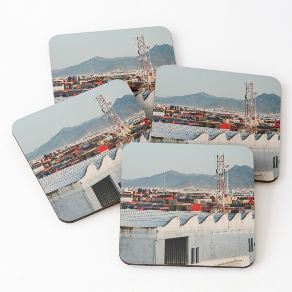 Item preview, Industrial Port Landscape - Urban Shipping Containers & Mountain Skyline designed and sold by BeyaDh.