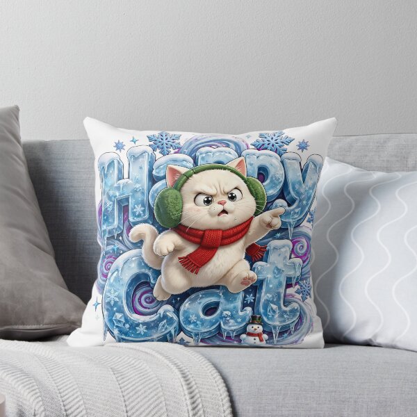 Item preview, Grumpy yet funny winter cat integrated with icy 3D typography designed and sold by My Smart Zone.