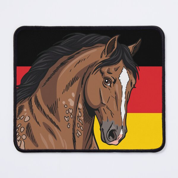 Item preview, The head of the Aegidienberg horse in front of the German flag designed and sold by Cheval-de-coeur.