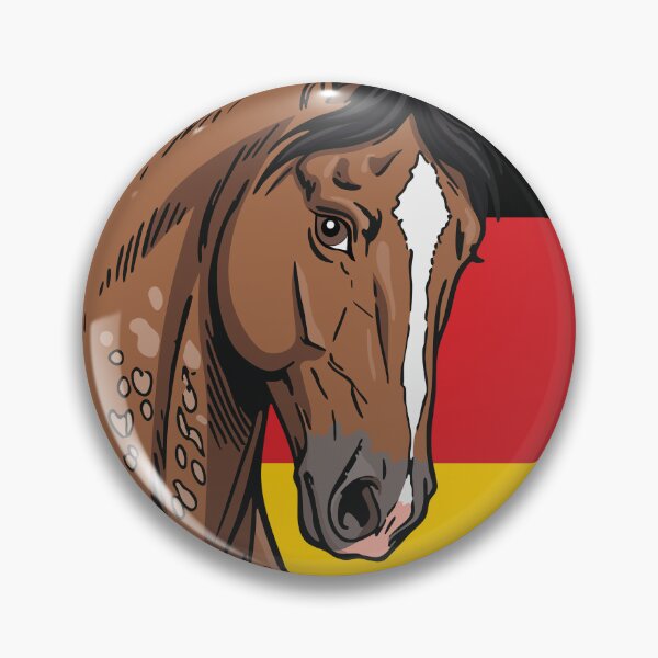 Item preview, The head of the Aegidienberg horse in front of the German flag designed and sold by Cheval-de-coeur.