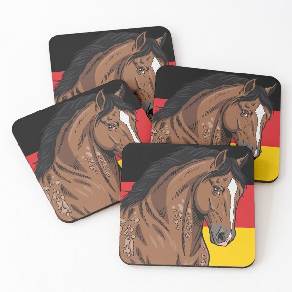 Item preview, The head of the Aegidienberg horse in front of the German flag designed and sold by Cheval-de-coeur.