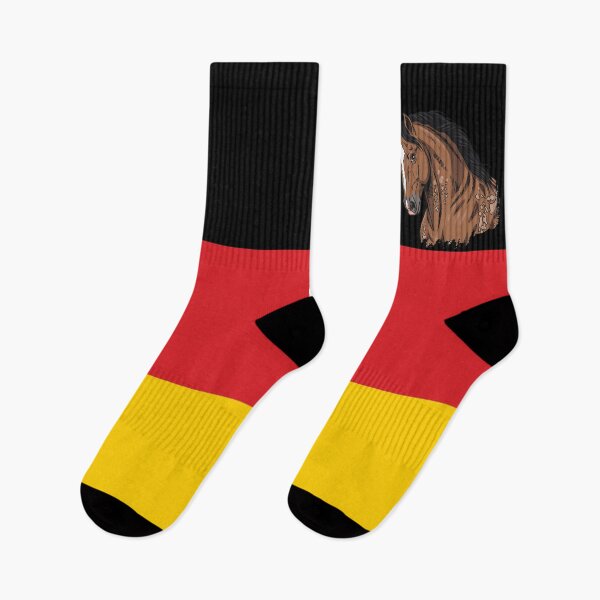 Item preview, The head of the Aegidienberg horse in front of the German flag designed and sold by Cheval-de-coeur.