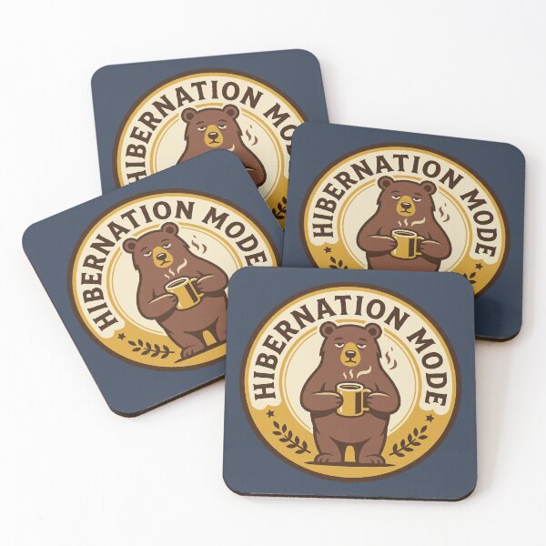 Item preview, Vintage Hibernation Mode Badge with Coffee Bear designed and sold by Rariks.