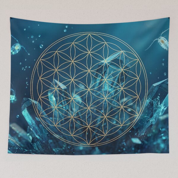 Item preview, Golden Flower Of Life Over Deep Underwater Crystals designed and sold by monkeybusiness.pt.