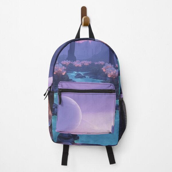 Item preview, Bioluminescent Alien Oasis River Under Purple Sky designed and sold by monkeybusiness.pt.