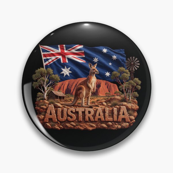 Item preview, Australia Heritage – Kangaroo & Outback Emblem designed and sold by FlagX.