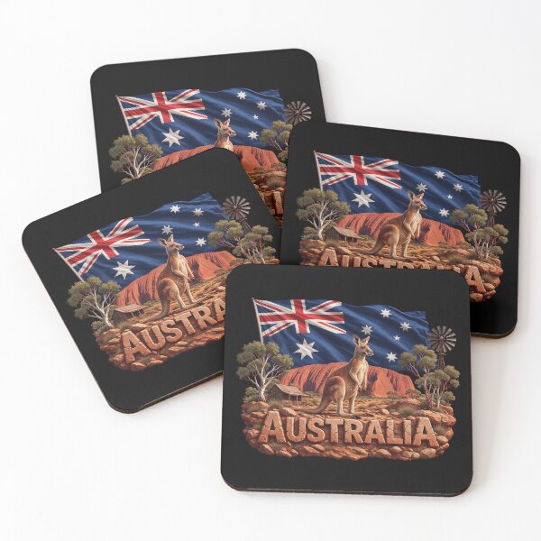 Item preview, Australia Heritage – Kangaroo & Outback Emblem designed and sold by FlagX.