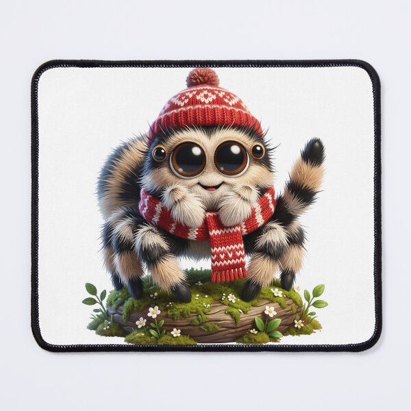Item preview, Cozy Jumping Spider in a Winter Scarf designed and sold by Thanat Pattern Studio.
