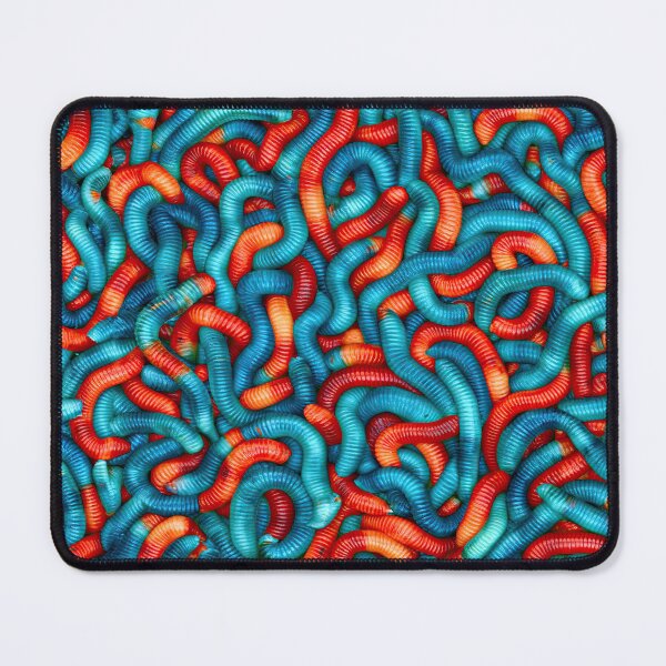 Item preview, Vibrant Cyan and Red Worm Squiggle Art designed and sold by Piotrek0001.