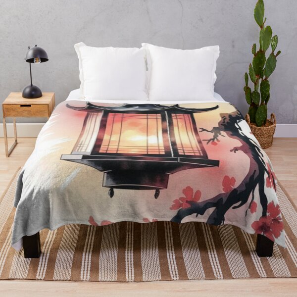 Item preview, Japanese Lantern and Cherry Blossom — Oriental Watercolor Art designed and sold by LYAN-STORE.