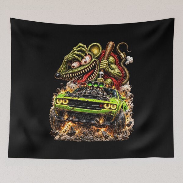 Item preview, Supercharged Green Muscle Car – Wild Rat Monster Hot Rod designed and sold by artistwill.