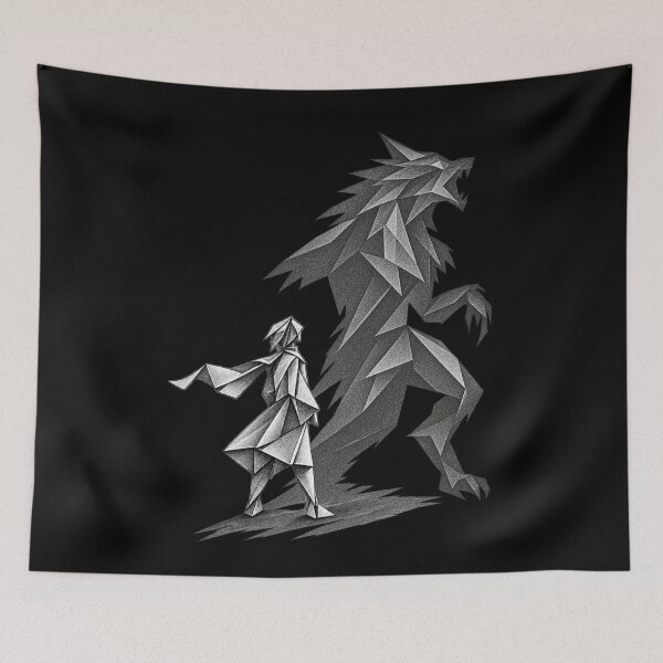Artikelvorschau, Origami-Werwolf-Schatten – Dunkle Fantasy-Papierkunst – PLUSHIWORLD entworfen und verkauft von PLUSHIWORLDtm.