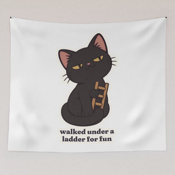 Item preview, Smug Black Cat Walked Under a Ladder for Fun designed and sold by OuqCreations.