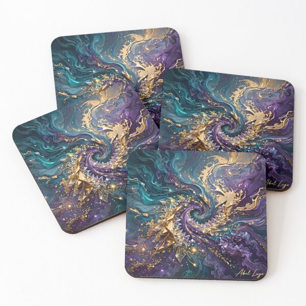 Item preview, COSMIC CRYSTAL POUR•FLUID RESIN GALAXY ART•TURQUOISE VIOLET GOLD•ABEL LUGO•LSV designed and sold by Lugo Sunset Visions.