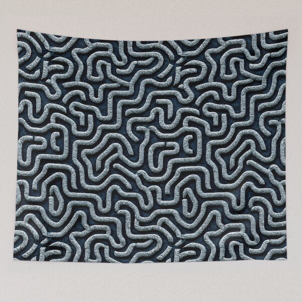 Item preview, Denim Blue Dense Squiggly Maze Pattern designed and sold by Piotrek0001.