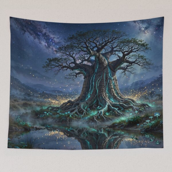 Item preview, The Living Light of the Ancient Baobab designed and sold by DreamyWallVibes.