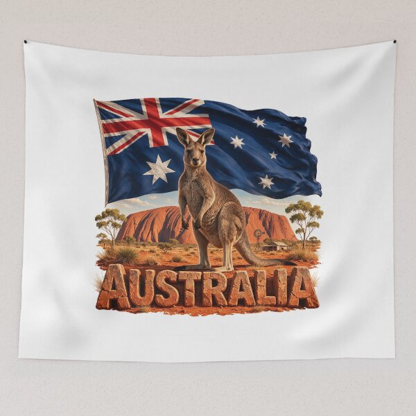Item preview, Australia Heritage – Kangaroo & Outback Emblem designed and sold by FlagX.