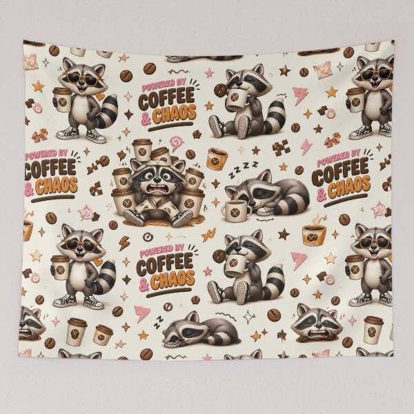 Item preview, Powered by Coffee & Chaos Raccoon – Funny Coffee Lover Design designed and sold by mo-carnival.