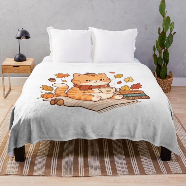Item preview, Cozy Fall Cat with Coffee & Books designed and sold by PrintforDesign.