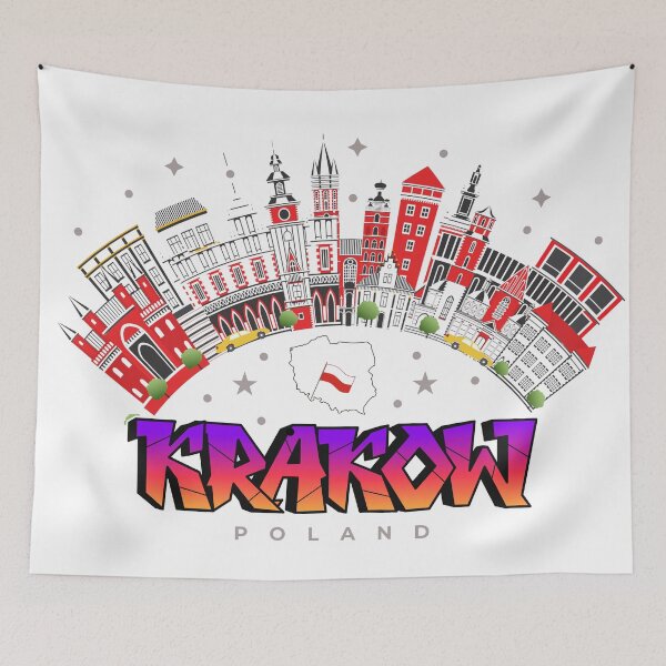 Item preview, Krakow Poland Historic City Skyline Travel Souvenir designed and sold by ArtsyExplorer.