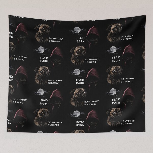 Item preview, Pug Dog I Said Bark But My Family Is Sleeping Moon designed and sold by d247.
