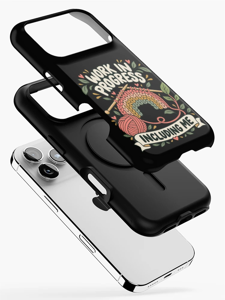 Thumbnail 2 of 4, iPhone Case, Work In Progress Including Me Knitting designed and sold by Text2tee.