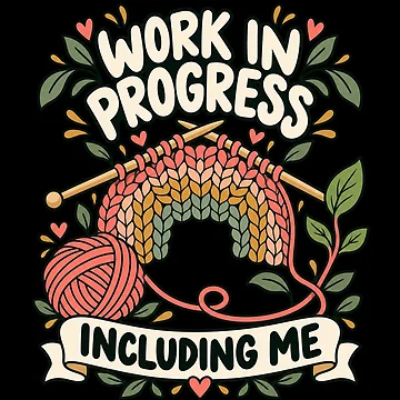 Artwork thumbnail, Work In Progress Including Me Knitting by Text2tee