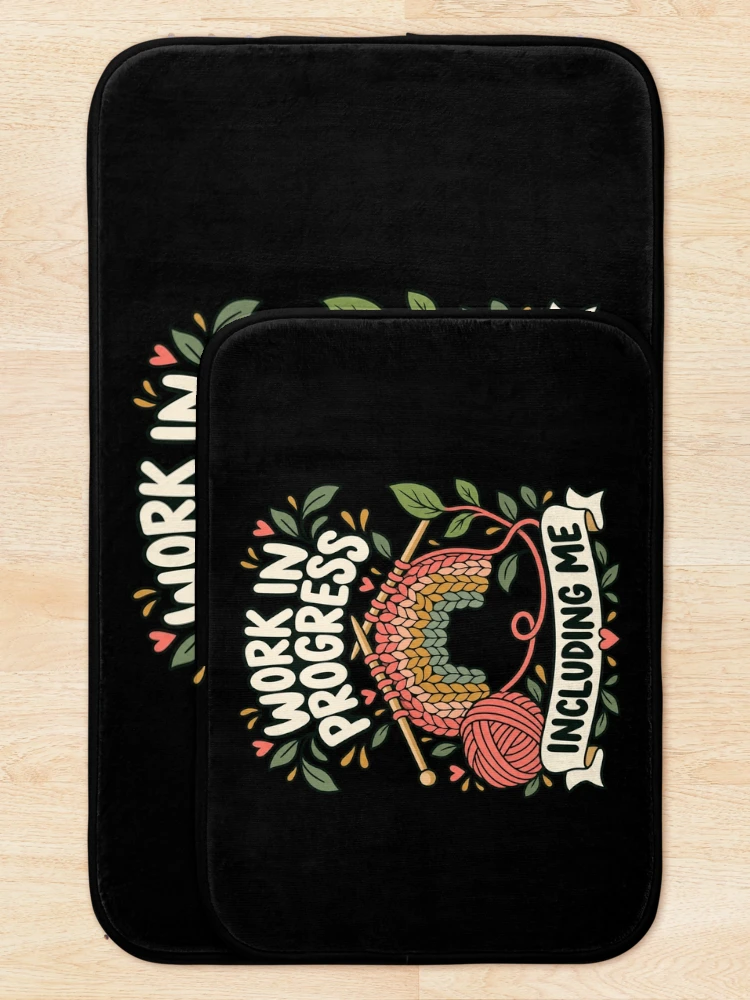 Thumbnail 5 of 6, Bath Mat, Work In Progress Including Me Knitting designed and sold by Text2tee.